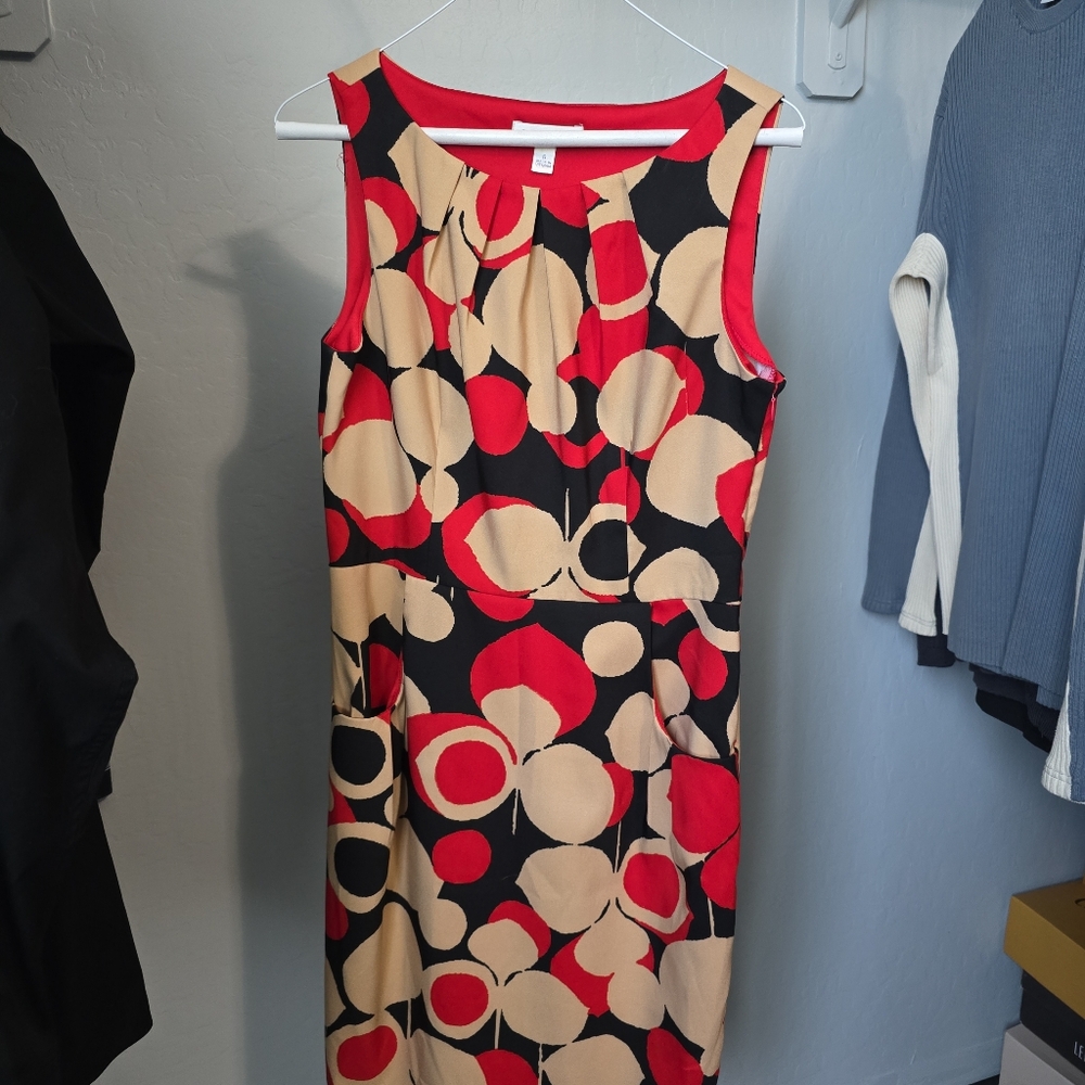 Stylish Red and Beige Polka Dot Dress